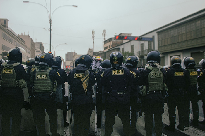 A stock photo of riot police