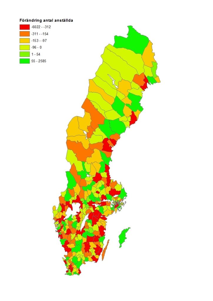 Färndring i antal anställda