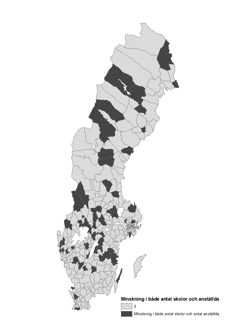 Minskning  både antal och antal anställda