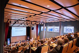 The many visitors to the JU auditorium