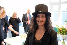 Woman wearing PHD hat